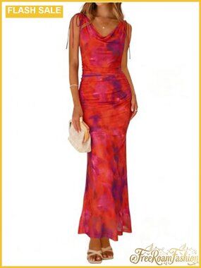 Women's Floral Mesh Bodycon Maxi Dress Convertible Sleeveless